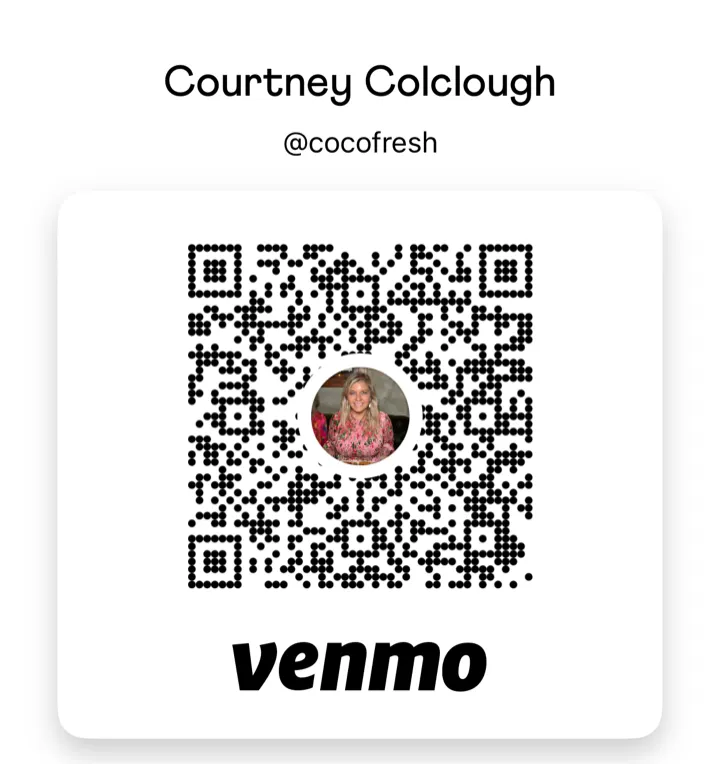 Venmo QR code, scan to pay Courtney Colclough, @cocofresh